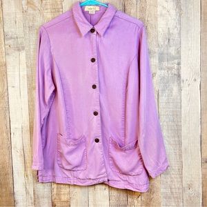 Vintage Linden Hill Large Button Front Shacket with 3/4 Sleeves & Front …